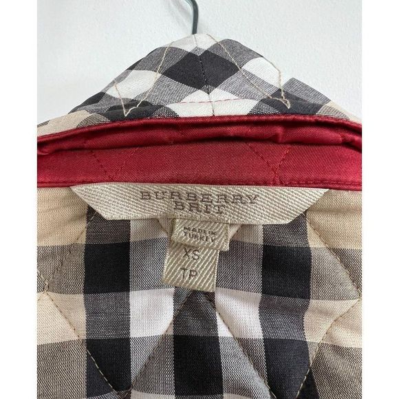 BURBERRY Red & Beige Check Diamond Quilted Nova Check Utility Jacket Size XS - Picture 5 of 16